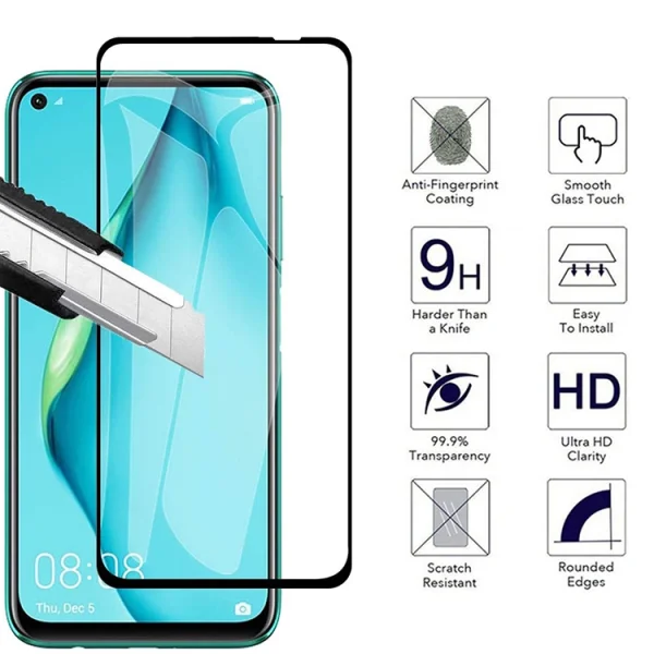 Стъклен Протектор Full Glue 5D за Huawei P40 Lite, Черен 3