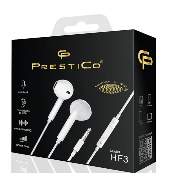 Слушалки с микрофон Prestico HF3, 3.5 mm, Бял 2