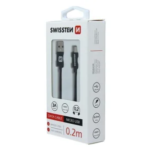 Cable SWISSTEN TEXTILE, USB to MICRO USB, 0.2 M, Black 3