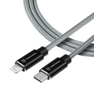 Кабел Tactical, Fast Rope Kevlar, USB-C към Lightning, MFI, 1m, Сив