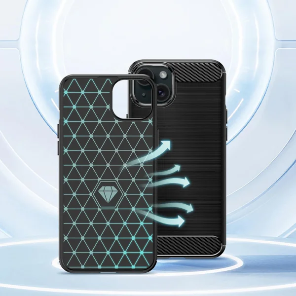 Silicone case Carbon Fibre Brushed for iPhone 15, Black 4
