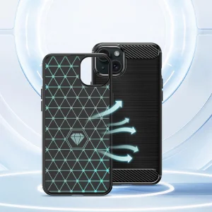 Силиконов калъф Carbon Fibre Brushed за iPhone 15 Plus, Черен 4