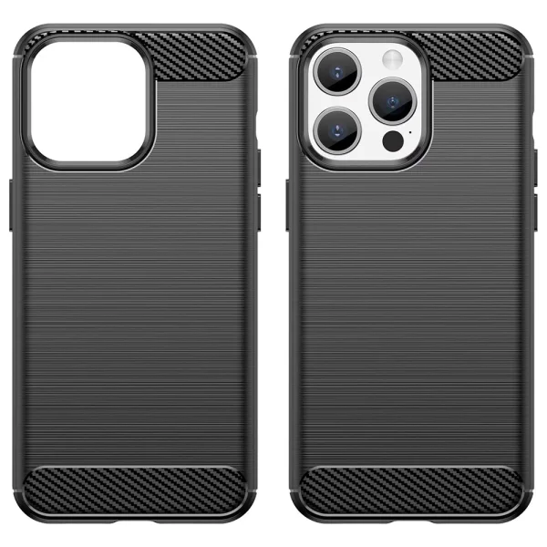 Silicone Case Carbon Fibre Brushed for iPhone 15 Pro, Black 4