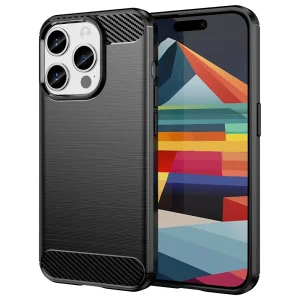 Силиконов Калъф Carbon Fibre Brushed за iPhone 15 Pro, Черен