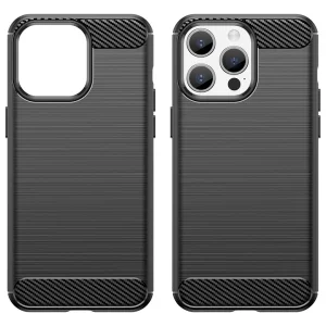 Silicone Case Carbon Fibre Brushed for iPhone 15 Pro, Black 4