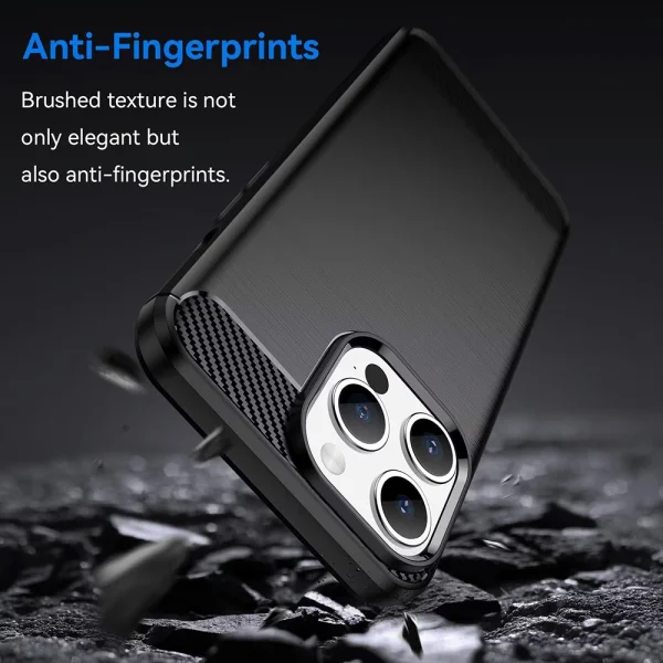 Carbon Fibre Brushed Silicone Case for iPhone 15 Pro Max, Black 3