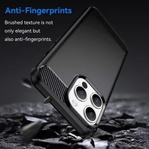 Carbon Fibre Brushed Silicone Case for iPhone 15 Pro Max, Black 3
