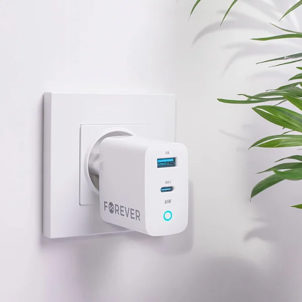 Зарядно 220V Forever GaN TC-06-65AC QC, 1xUSB, 1xUSB-C, 65w, Бял 2