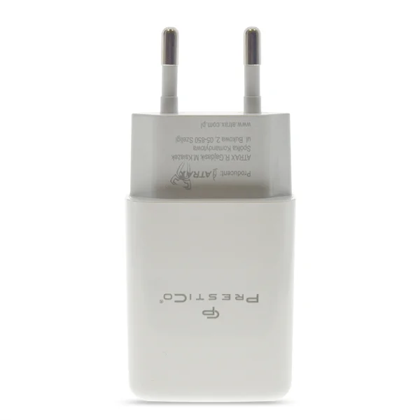 Charger 220V Prestico F7S, 1xUSB, with Lightning cable, 2.4A, White 2