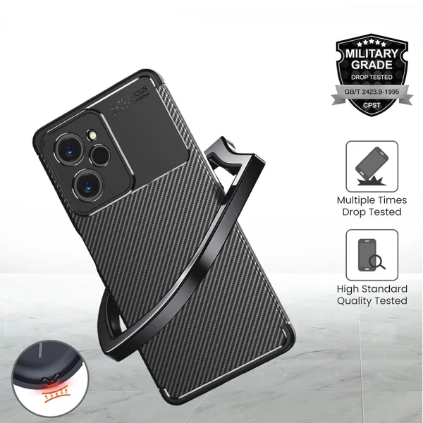 Силиконов Калъф Carbon Fibre Texture за Xiaomi Poco X5 Pro, Черен 2
