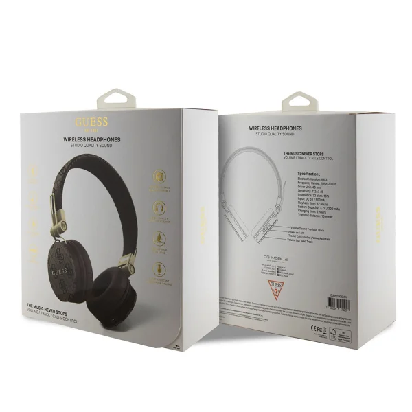 Безжични слушалки GUESS, PU 4G Metal Logo, Bluetooth, Stereo, GUBH704GEMW, Кафяв 4