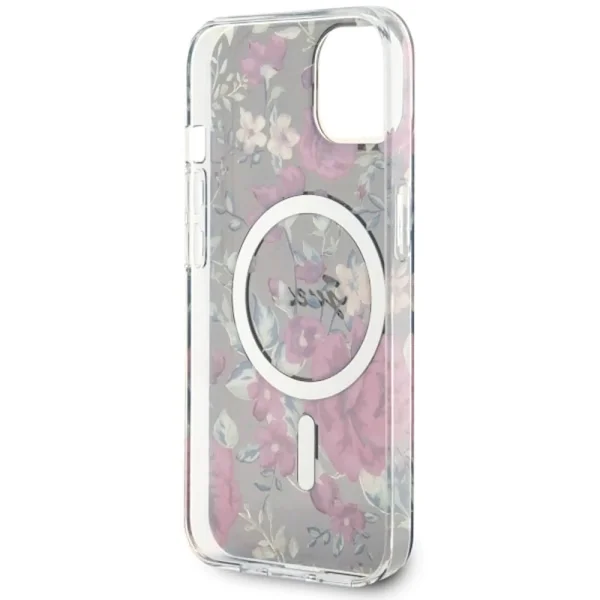 GUESS Case, Flowers IML MagSafe Compatible for iPhone 14, GUHMP14SHCFWSA, Flowers 4
