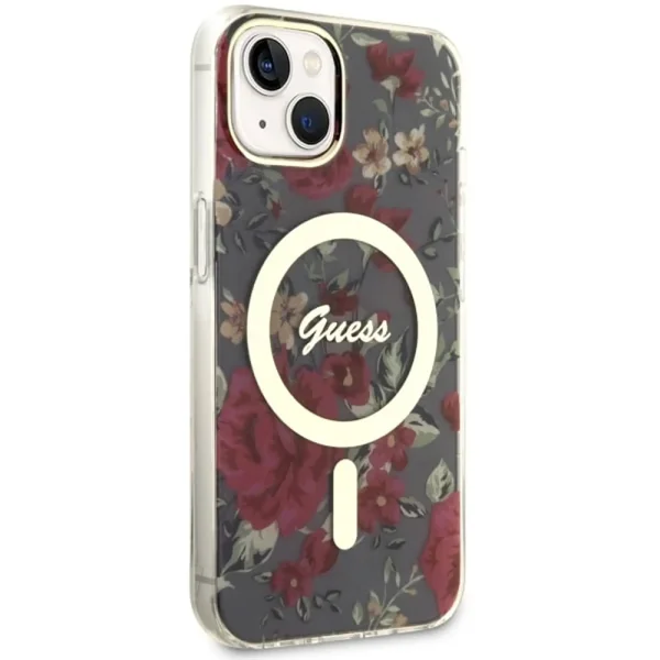 GUESS Case, Flowers IML MagSafe Compatible for iPhone 14, GUHMP14SHCFWSA, Flowers 2