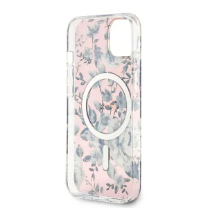 Калъф GUESS, Flowers IML MagSafe Compatible за iPhone 14, GUHMP14SHCFWSP, Розов цвят 3