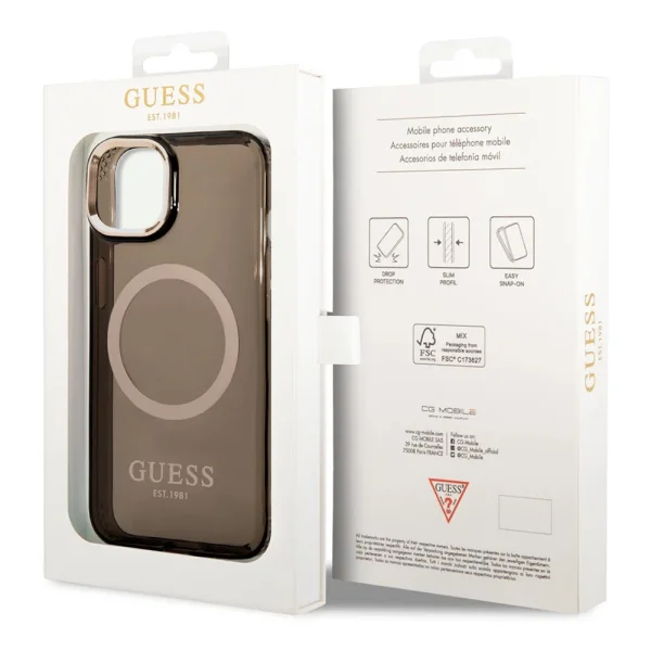 Калъф GUESS, Translucent MagSafe Compatible за iPhone 14, GUHMP14SHTCMK, Черен 5