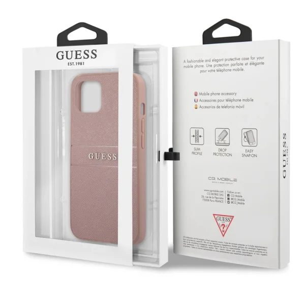 GUESS case, PU Leather Saffiano for iPhone 14, GUHCP14SPSASBPI, Pink 4