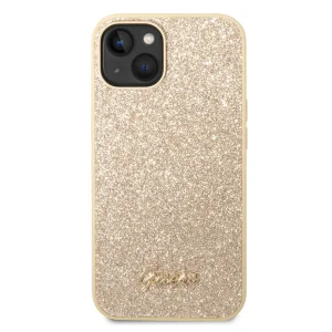 Калъф GUESS, Glitter Flakes Metal Logo за iPhone 14 Plus, GUHCP14MHGGSHD, Златист 3