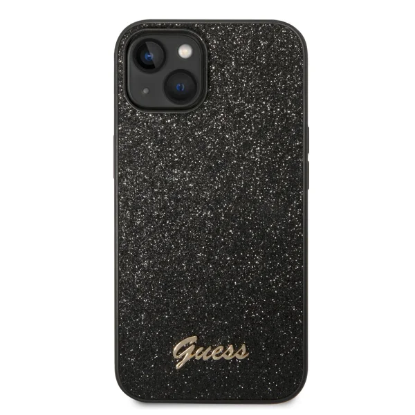Калъф GUESS, Glitter Flakes Metal Logo за iPhone 14 Plus, GUHCP14MHGGSHK, Черен 3
