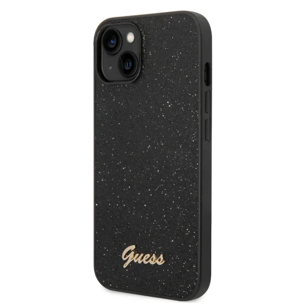 Калъф GUESS, Glitter Flakes Metal Logo за iPhone 14 Plus, GUHCP14MHGGSHK, Черен 4