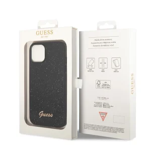 Калъф GUESS, Glitter Flakes Metal Logo за iPhone 14 Plus, GUHCP14MHGGSHK, Черен 5