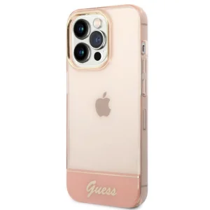 GUESS Camera Outline Translucent Case for iPhone 14 Pro, GUHCP14LHGCOP, Pink 3
