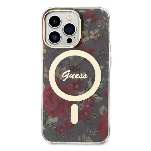 Калъф GUESS, Flowers IML MagSafe Compatible за iPhone 14 Pro Max, GUHMP14XHCFWSA, Цветя 2
