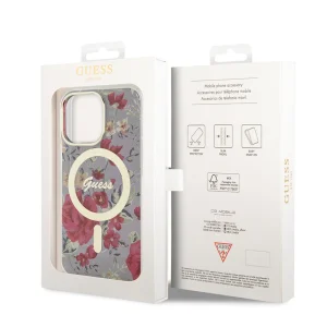 Калъф GUESS, Flowers IML MagSafe Compatible за iPhone 14 Pro Max, GUHMP14XHCFWSA, Цветя 4