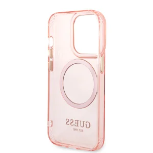 GUESS Case, Translucent MagSafe Compatible for iPhone 14 Pro Max, GUHMP14XHTCMP, Pink 5