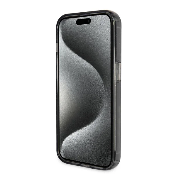 GUESS Case, IML Ring Stand Glitter MagSafe for iPhone 15, GUHMP15SHRSGSK, Black 4