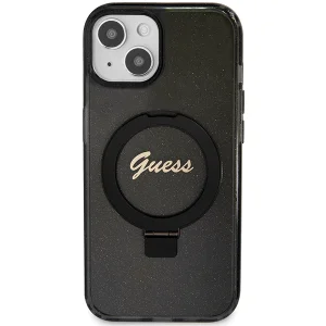 GUESS Case, IML Ring Stand Glitter MagSafe for iPhone 15, GUHMP15SHRSGSK, Black 3