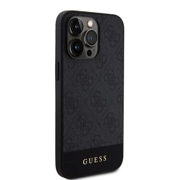 GUESS 4G Stripe Case for iPhone 15 Pro, GUHMP15LG4GLGR, Black 4