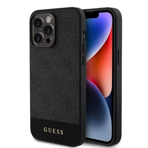 Калъф GUESS 4G Stripe за iPhone 15 Pro, GUHMP15LG4GLGR, Черен