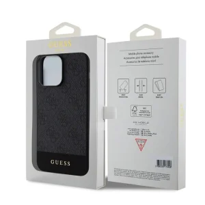 GUESS 4G Stripe Case for iPhone 15 Pro, GUHMP15LG4GLGR, Black 5