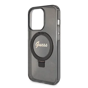 Калъф GUESS, IML Ring Stand Glitter MagSafe за iPhone 15 Pro, GUHMP15LHRSGSK, Черен 3