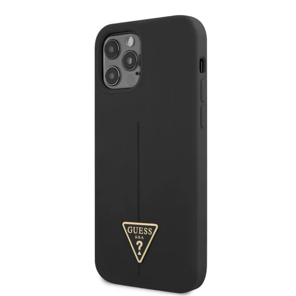 GUESS Case, Silicone Line Triangle for iPhone 13 Pro, GUHCP13LSLTGK, Black 2