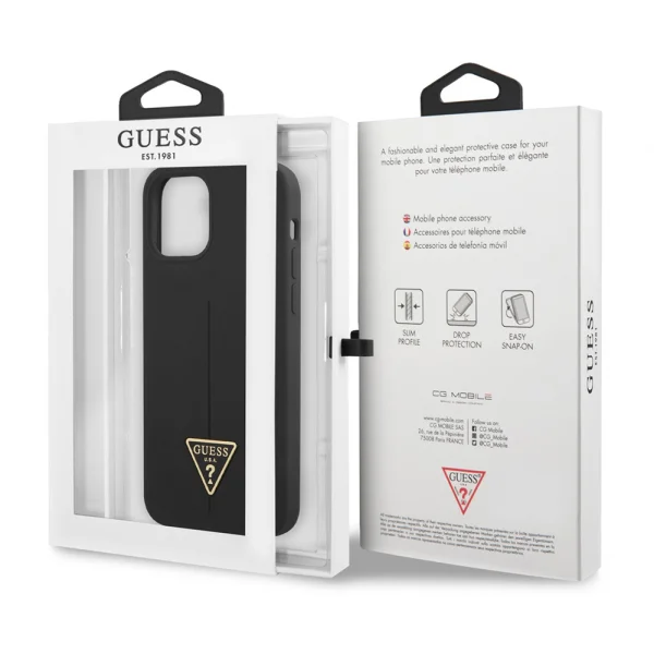 GUESS Case, Silicone Line Triangle for iPhone 13 Pro, GUHCP13LSLTGK, Black 6