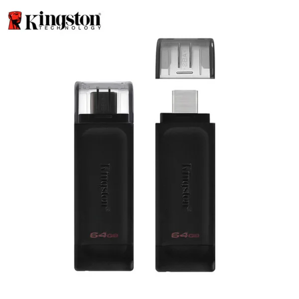 Flash Drive KINGSTON, 64GB, 3.2, TYPE-C, DT70, Black 5