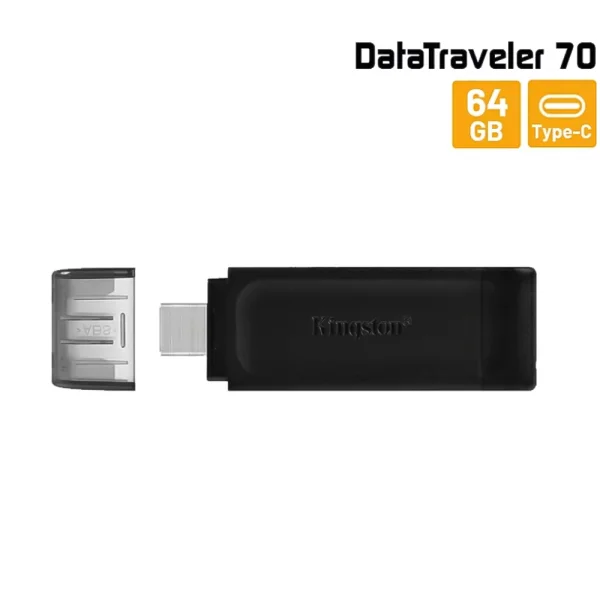 Flash Drive KINGSTON, 64GB, 3.2, TYPE-C, DT70, Black 3