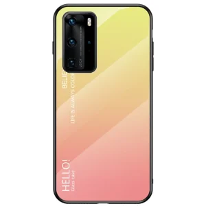 Стъклен Гръб Glass за Huawei P40 Pro, Жълт/ Розов