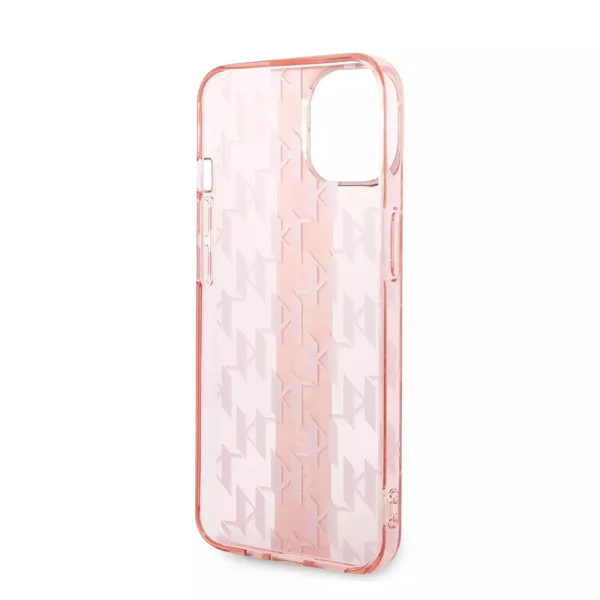 Калъф Karl Lagerfeld, Monogram Vertical Stripe за iPhone 14 Plus, KLHCP14MHKLSPCP, Розов 3