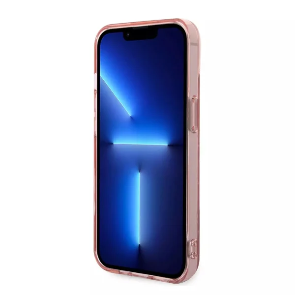 Калъф Karl Lagerfeld, Monogram Vertical Stripe за iPhone 14 Plus, KLHCP14MHKLSPCP, Розов 4
