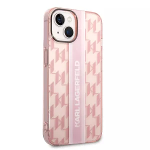 Калъф Karl Lagerfeld, Monogram Vertical Stripe за iPhone 14 Plus, KLHCP14MHKLSPCP, Розов