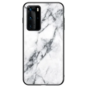 Стъклен Гръб Glass за Huawei P40 Pro, Бял мрамор