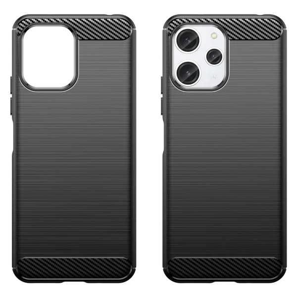 Silicone Case Carbon Fibre Brushed for Xiaomi Redmi 12 4G, Black 2