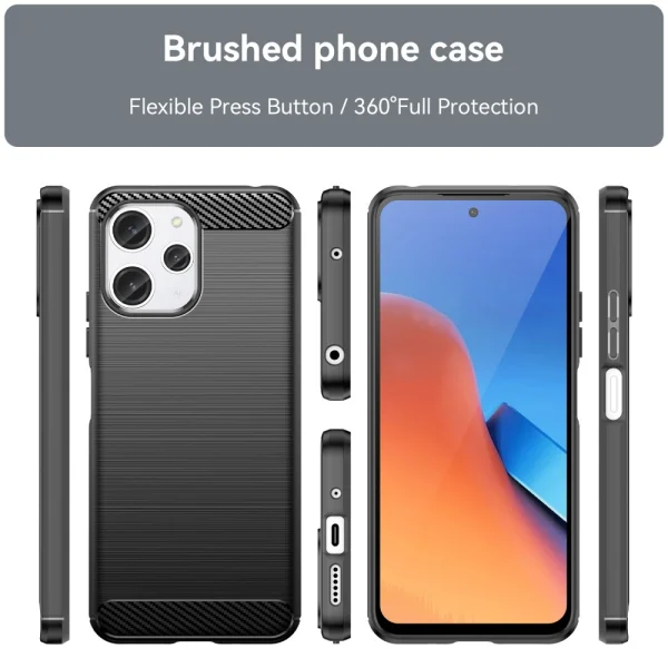 Silicone Case Carbon Fibre Brushed for Xiaomi Redmi 12 4G, Black 5
