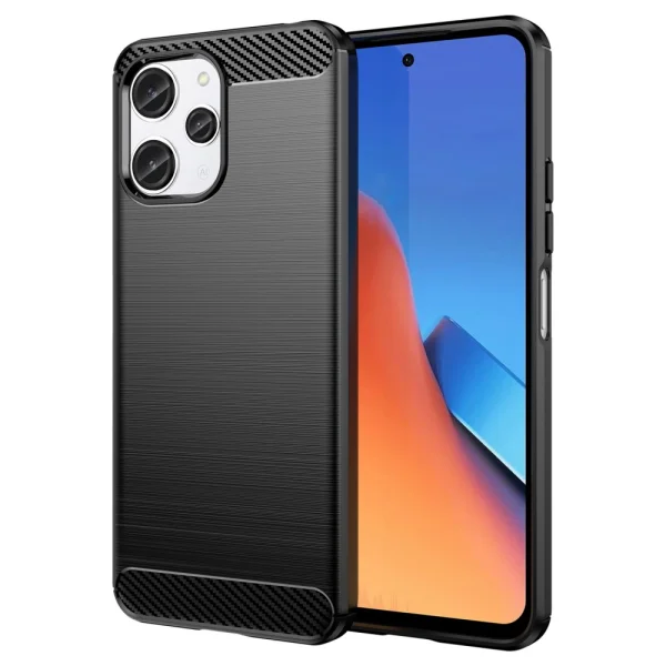 Silicone Case Carbon Fibre Brushed for Xiaomi Redmi 12 4G, Black 1