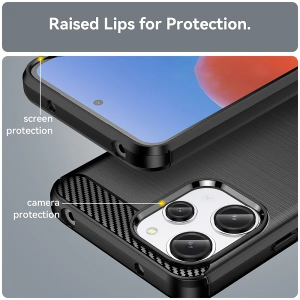 Silicone Case Carbon Fibre Brushed for Xiaomi Redmi 12 4G, Black 6