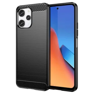 Силиконов Калъф Carbon Fibre Brushed за Xiaomi Redmi 12 4G, Черен