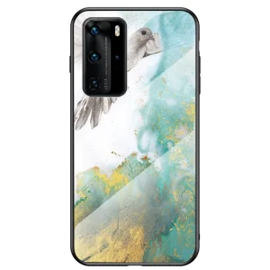 Стъклен Гръб Glass за Huawei P40 Pro, Мрамор и Гълъб