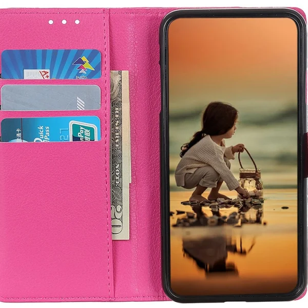 Litchi Texture Book Case for Alcatel 1S 2020, Pink 2